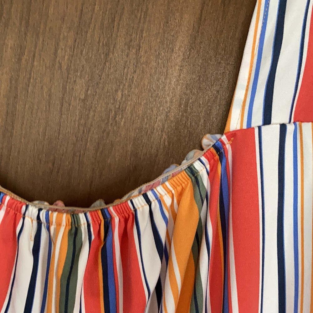 Absolutely Famous striped top smock front neckline detail soft 2X - Picture 14 of 16